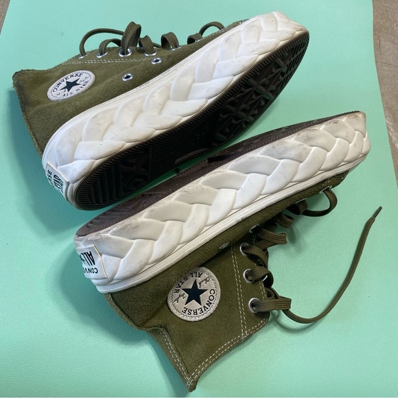 Converse Chuck Taylor All Star Lift Platform Moss Green Sneakers Size 5.5 - Picture 8 of 14